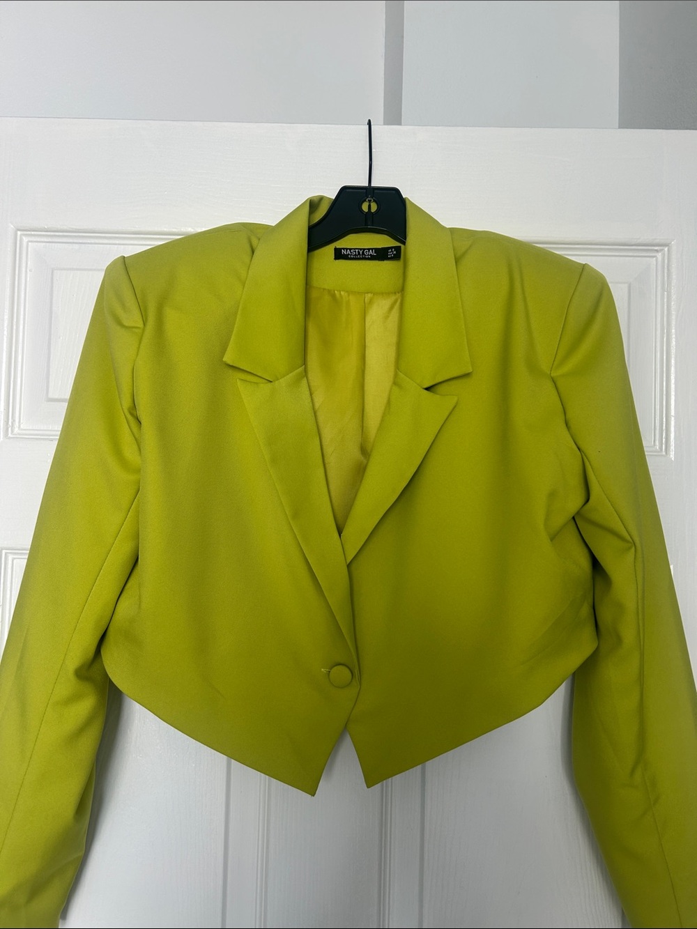 Nasty Gal Chartreuse Cropped Blazer-4